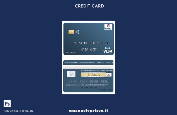 modello di carta di debito visto Dominica Barnett Capital Bank in stile verifica